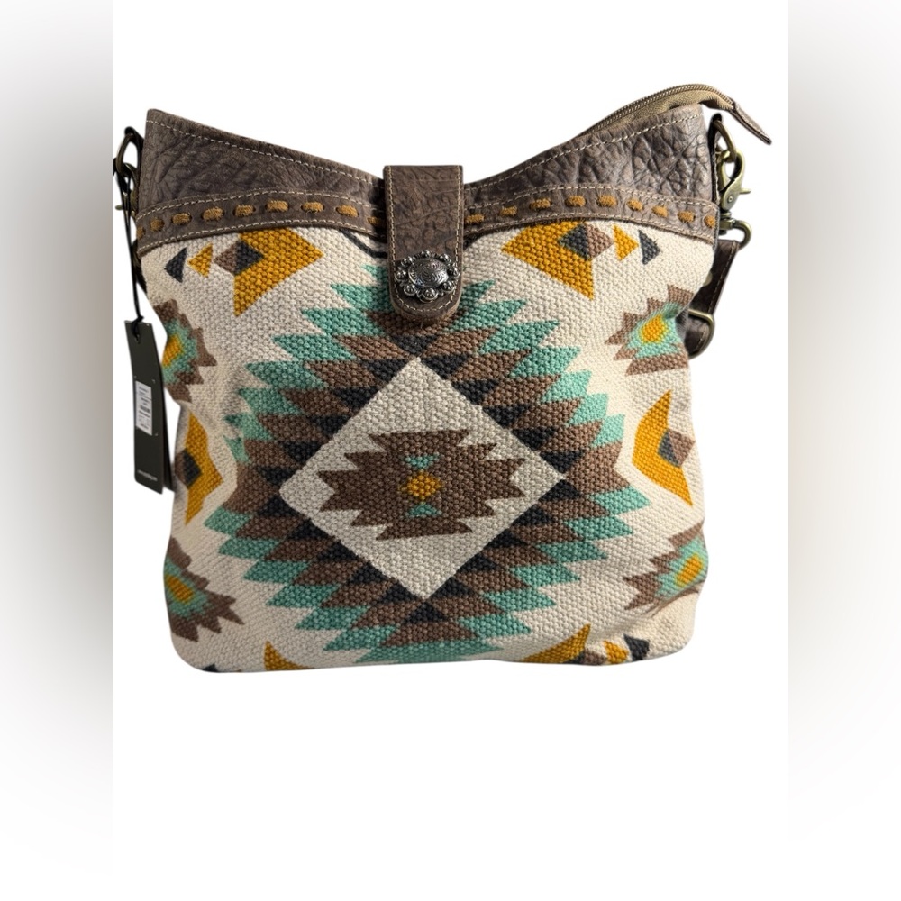 Myra Bibarel Southwestern Canvas & Leather Shoulder Bag | NWT